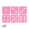 Speelse dobbelsteen onderzetters vilt in de kleur roze bij mijnonderzetters.nl webshop