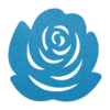 Romantische lichtblauwe vilt onderzetter in de vorm van een roos bij mijnonderzetters.nl webshop