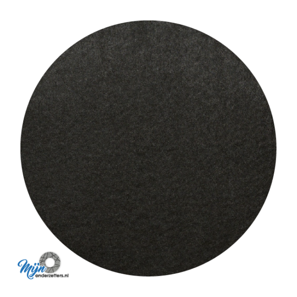 Handige standaard ronde placemats van vilt in de kleur zwart bij mijnonderzetters.nl webshop
