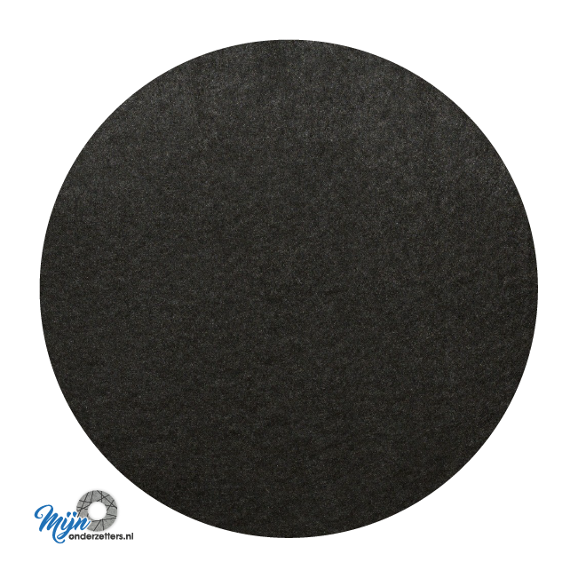 Handige standaard ronde placemats van vilt in de kleur zwart bij mijnonderzetters.nl webshop