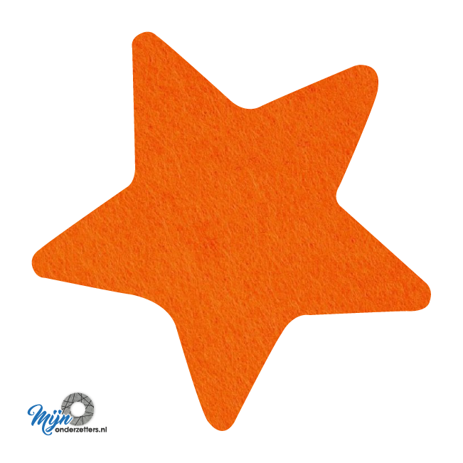 Leuke oranje kerstster onderzetter vilt is met zijn unieke vorm de perfecte bescherming voor uw tafel en alleen verkrijgbaar bij mijnonderzetters.nl webshop