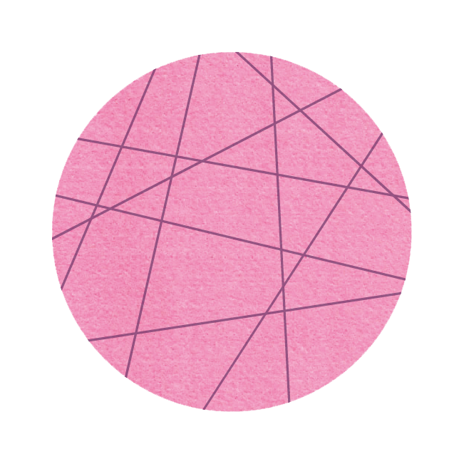 Strak vormgegeven ronde vilt onderzetter met lijnen als motief in de kleur roze bij mijnonderzetters.nl webshop