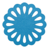 Handige lichtblauwe onderzetter van vilt in de vorm van een cirkel met opgebouwde druppels bij mijnonderzetters.nl webshop