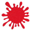 Speels vormgegeven rode splash vilt onderzetter in de vorm van een vlek bij mijnonderzetters.nl webshop