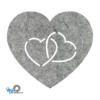 zeer mooie en romantische hart in hart onderzetter vilt in de kleur gemeleerd grijs van mijnonderzetters.nl