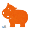 oranje Schattige Nijlpaard onderzetter vilt is met zijn unieke vorm de perfecte bescherming voor uw tafel en alleen verkrijgbaar bij mijnonderzetters.nl