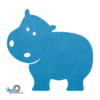 lichtblauwe Schattige Nijlpaard onderzetter vilt is met zijn unieke vorm de perfecte bescherming voor uw tafel en alleen verkrijgbaar bij mijnonderzetters.nl