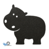 zwarte Schattige Nijlpaard onderzetter vilt is met zijn unieke vorm de perfecte bescherming voor uw tafel en alleen verkrijgbaar bij mijnonderzetters.nl
