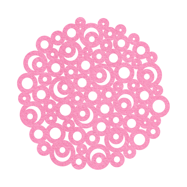 Prachtig vormgegeven sierkleed / tafelkleed van vilt, roze Sierkleed Circulus Vilt van mijnonderzetters.nl