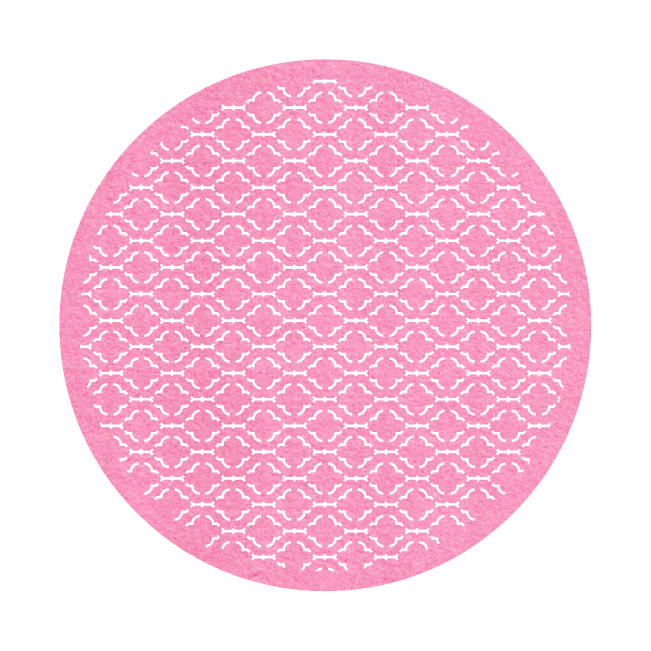 Prachtig vormgegeven sierkleed / tafelkleed van vilt, roze Sierkleed Azure Vilt van mijnonderzetters.nl