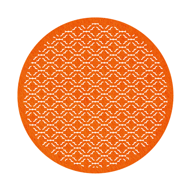 Prachtig vormgegeven sierkleed / tafelkleed van vilt, oranje Sierkleed Azure Vilt van mijnonderzetters.nl