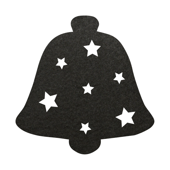 zwarte Sfeervolle kerstbel 2 onderzetter vilt met sterren voor de gezellige avonden