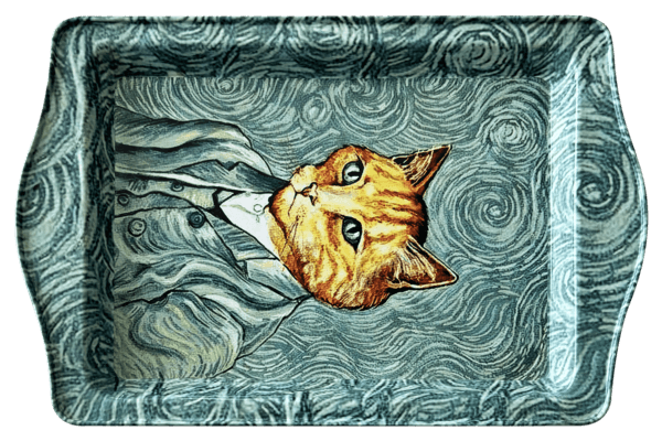 super leuke art deco dienblad - van gogh cat